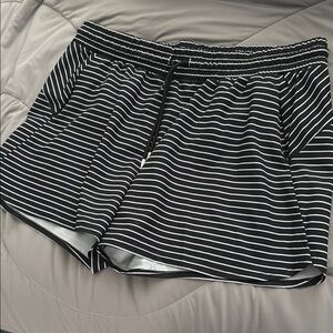 All in Motion Black and White Athletic Shorts with Stripes